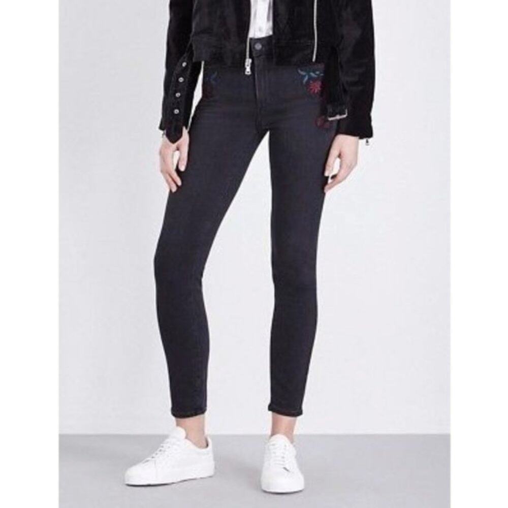 Paige Hoxton Ankle Skinny Jeans Garden Embroidery